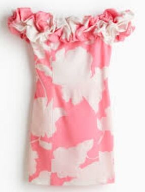 H&M Floral Ruffled Off-Shoulder Dress